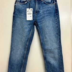 Zara Blue Cigarette Straight Leg Jeans